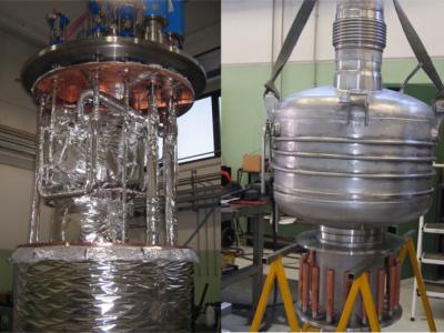 Superfluid liquid helium cryostat and distribution valve box for SEHT project